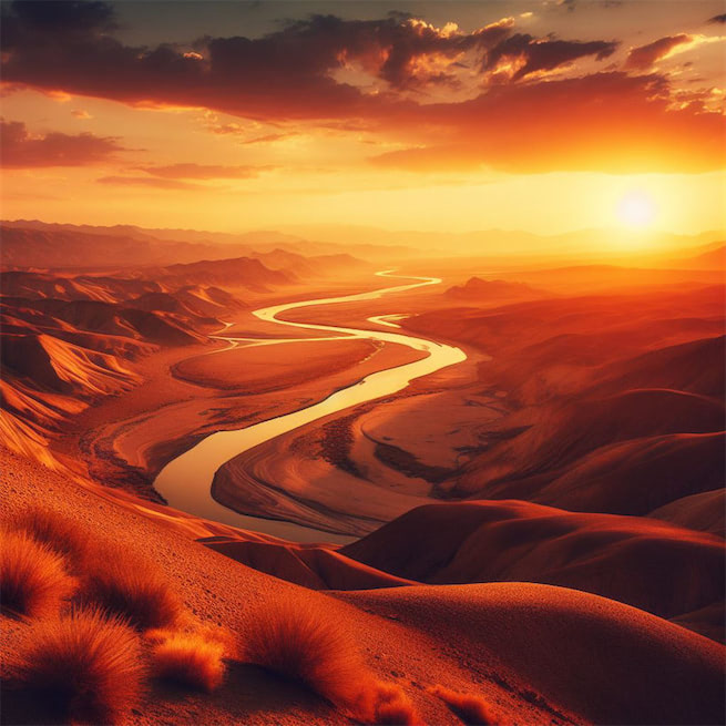 大漠孤烟直，长河落日圆。