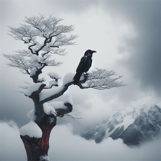 烧痕惨淡带昏鸦，数尽寒梅未见花。