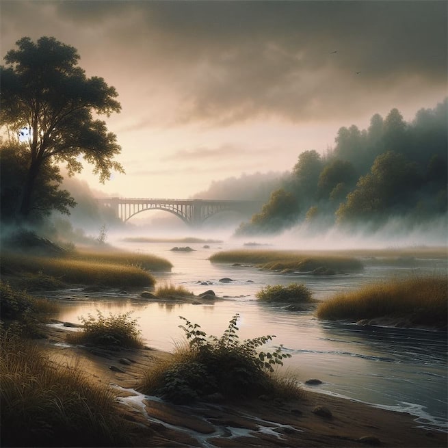 水际轻烟，沙边微雨。荷花芳草垂杨渡。