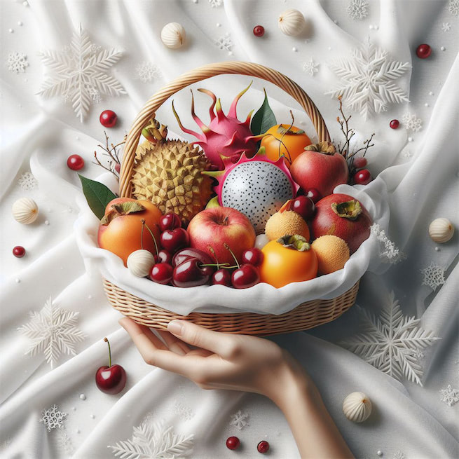 世间珍果更无加，玉雪肌肤罩绛纱。