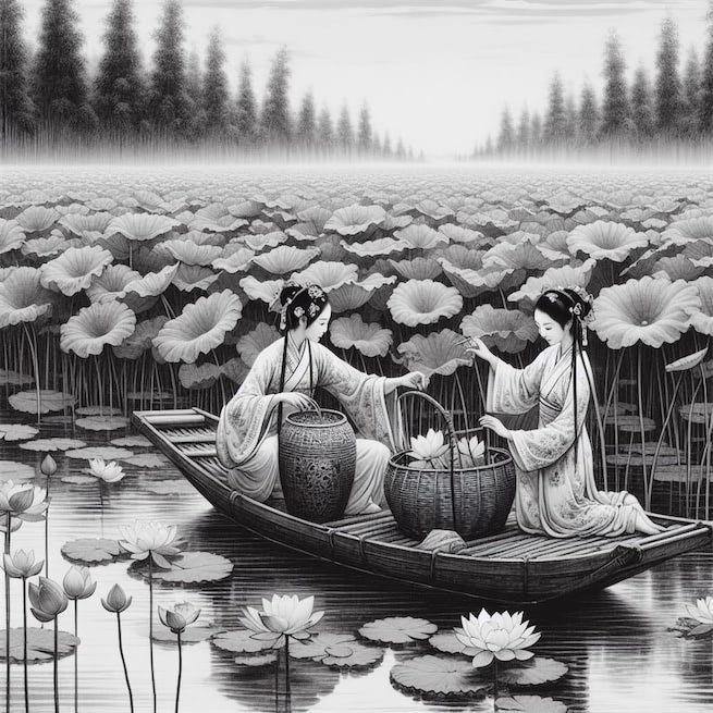 采莲南塘秋，莲花过人头。