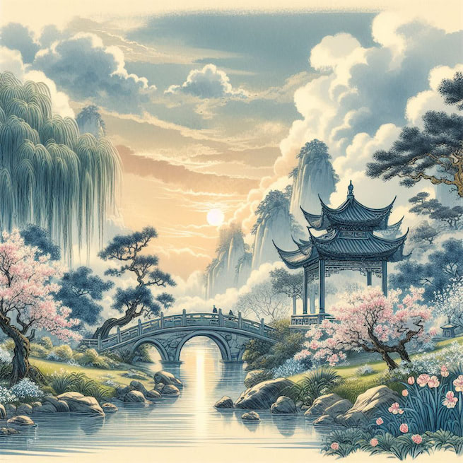 解鞍欹枕绿杨桥，杜宇一声春晓。 Poster