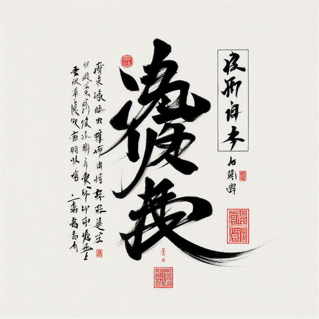 正雁水夜清，卧虹平帖。 Poster