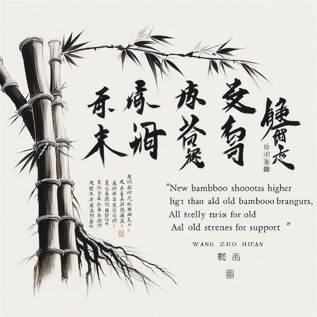 新竹高于旧竹枝，全凭老干为扶持。