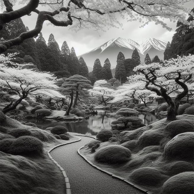 一条藤径绿，万点雪峰晴。