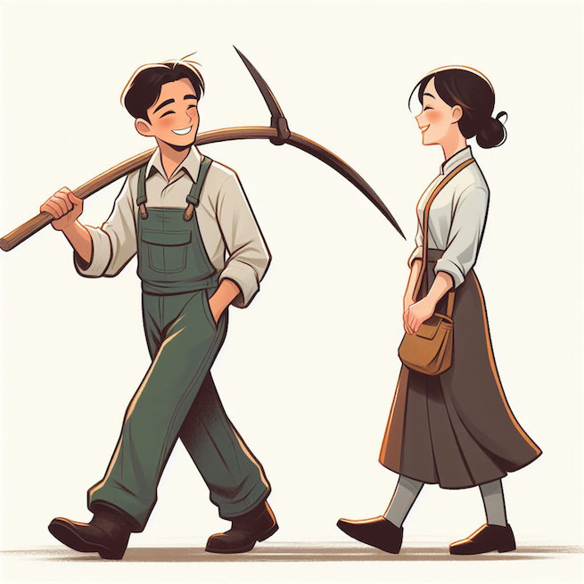 田夫荷锄至，相见语依依。 Poster