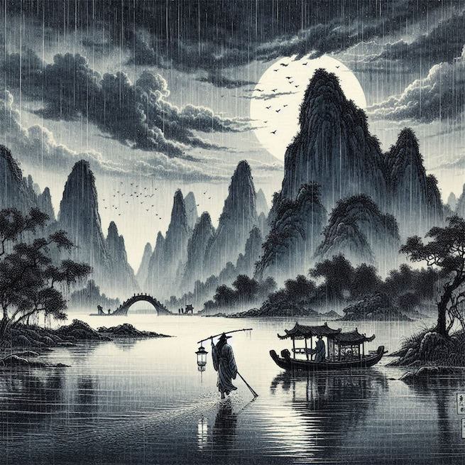 寒雨连天夜入吴，平明送客楚山孤。