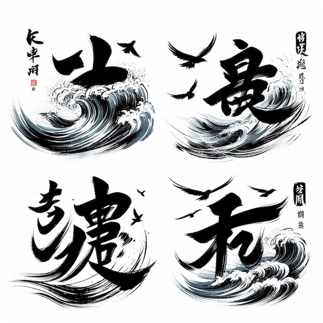 冲波突出人齐譀，跃浪争先鸟退飞。