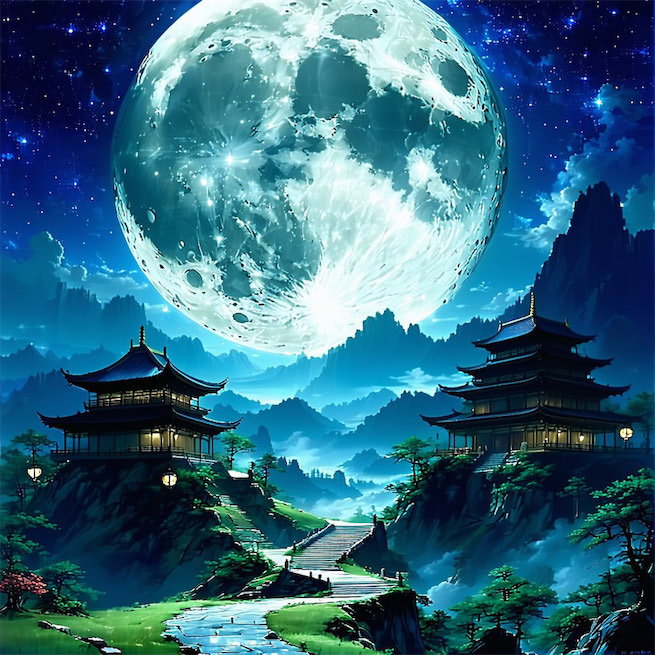 昨夜风开露井桃，未央前殿月轮高。