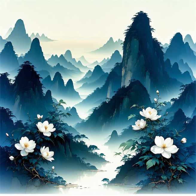 江碧鸟逾白，山青花欲燃。 Poster