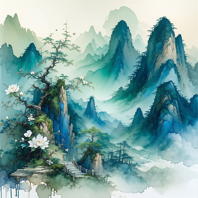 江碧鸟逾白，山青花欲燃。