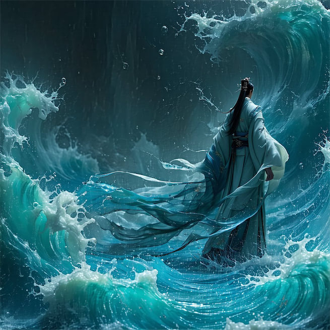 香炉初上日，瀑水喷成虹。