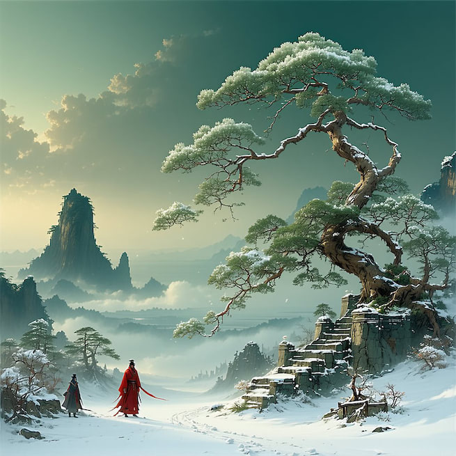 俯瞰黄河小，高悬白雪清。 Poster