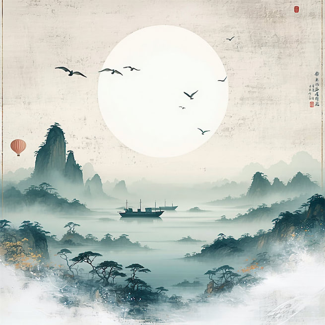 东风吹我过湖船。杨柳丝丝拂面。