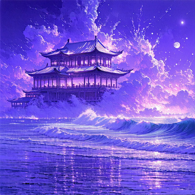 香炉初上日，瀑水喷成虹。 Poster