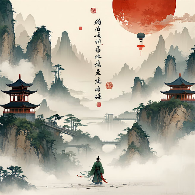 香炉初上日，瀑水喷成虹。