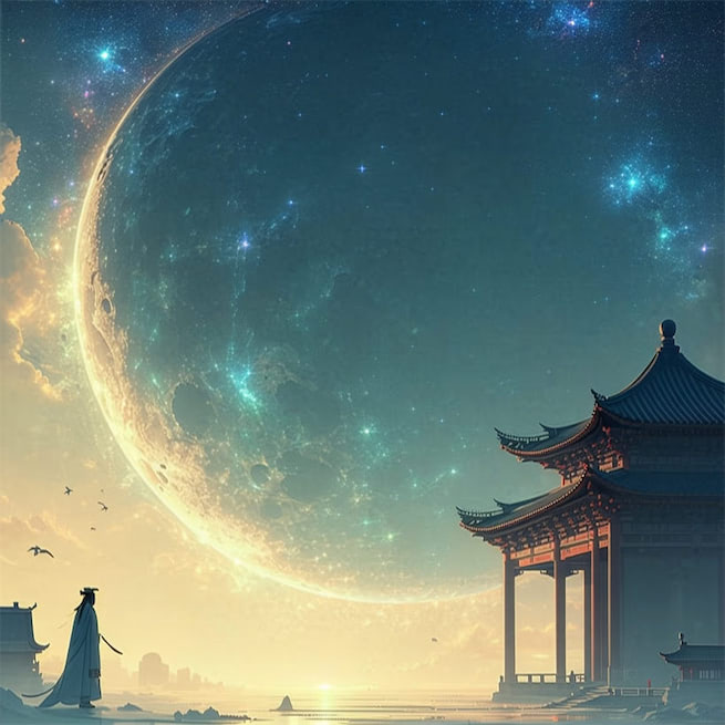 星垂平野阔，月涌大江流。