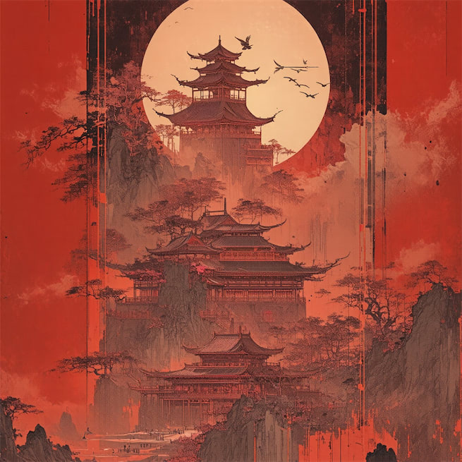 香炉初上日，瀑水喷成虹。