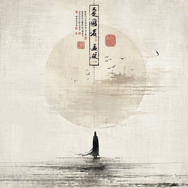 斜倚画阑娇不语，暗移梅影过红桥，裙带北风飘。 Poster