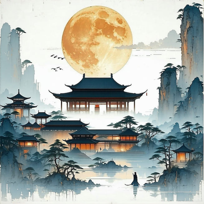 斜倚画阑娇不语，暗移梅影过红桥，裙带北风飘。