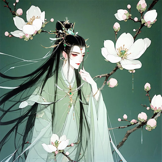 淡淡梅花香欲染，丝丝柳带露初干。