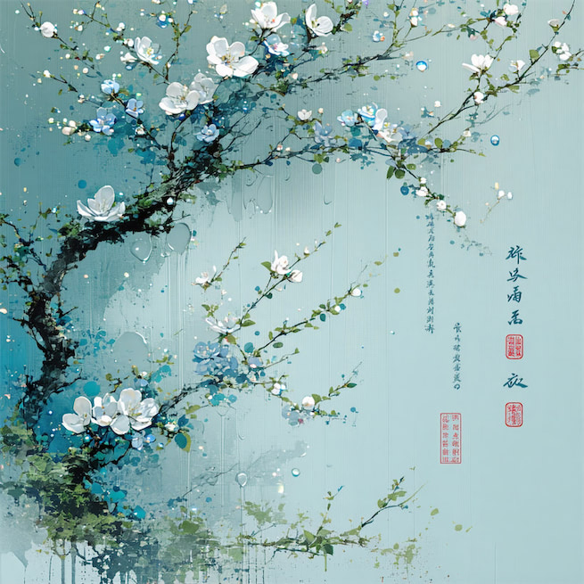 春雨断桥人不度，小舟撑出柳阴来。