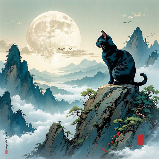 中山人予之猫，猫善捕鼠及鸡。 Poster