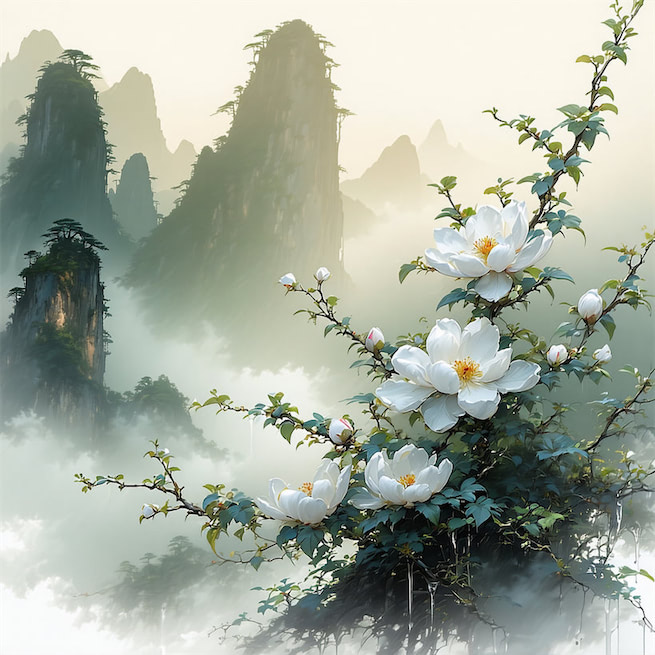 柳絮风轻，梨花雨细。 Poster