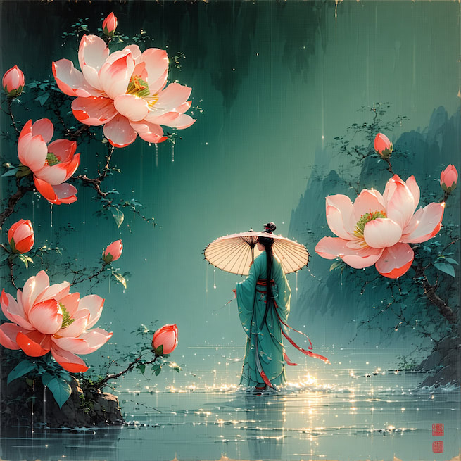 柳絮风轻，梨花雨细。