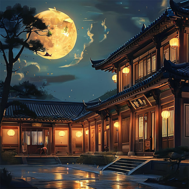 月傍苑楼灯影暗，风传阁道马蹄回。