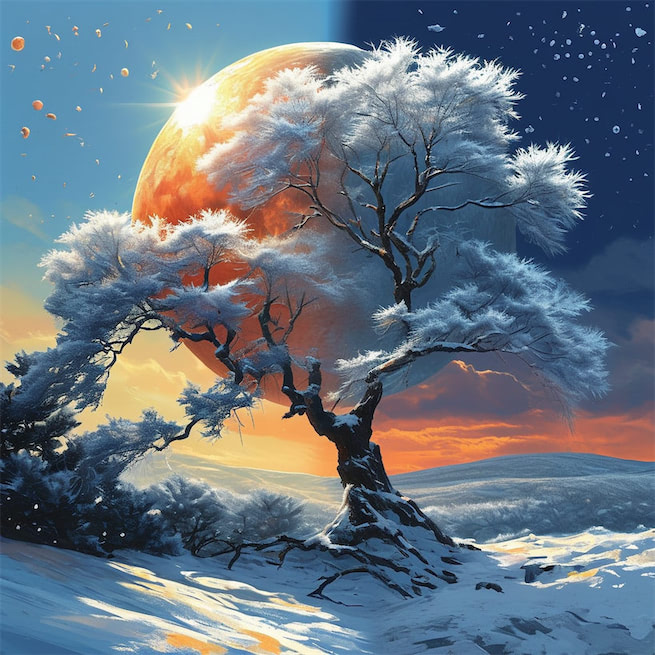 昼夜蔽日月，冬夏共霜雪。