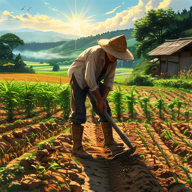 锄禾日当午，汗滴禾下土。