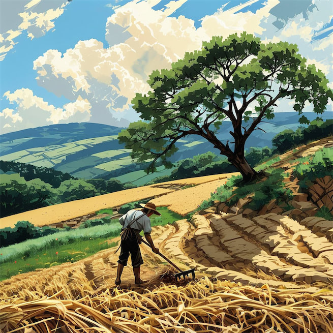 父耕原上田，子劚山下荒。 Poster